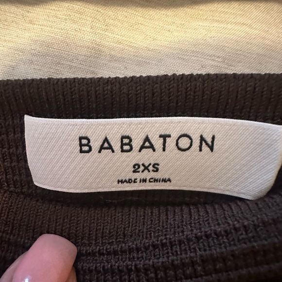 Babaton Brown Ribbed Mini Pencil Skirt for Work - Picture 3 of 3